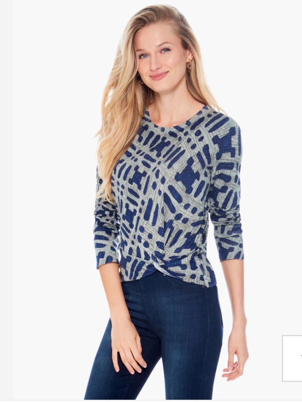 NIC+ZOE Ikat Camo Sweater, Women's Size Large